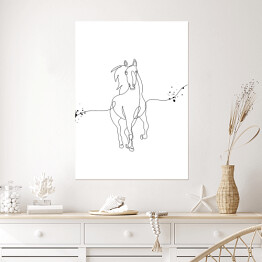 Plakat samoprzylepny Koń w galopie - białe konie