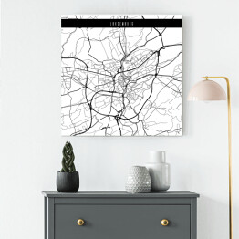 Obraz na płótnie Mapy miasta świata - Luksemburg - biała