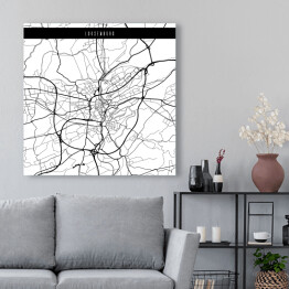 Obraz na płótnie Mapy miasta świata - Luksemburg - biała