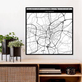Plakat w ramie Mapy miasta świata - Luksemburg - biała