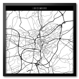 Obraz w ramie Mapy miasta świata - Luksemburg - biała