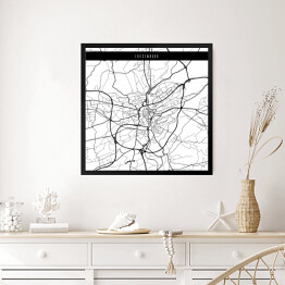 Obraz w ramie Mapy miasta świata - Luksemburg - biała