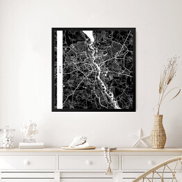 Obraz w ramie Mapy miast świata - Kijów - czarna