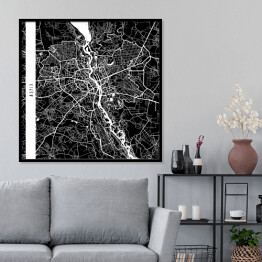 Plakat w ramie Mapy miast świata - Kijów - czarna