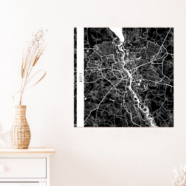 Plakat samoprzylepny Mapy miast świata - Kijów - czarna