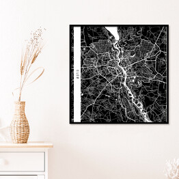Plakat w ramie Mapy miast świata - Kijów - czarna
