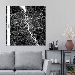 Plakat samoprzylepny Mapy miast świata - Kijów - czarna
