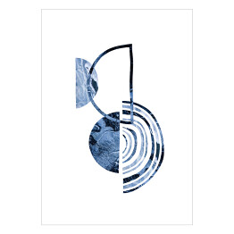 Plakat samoprzylepny Niebiesko szara abstrakcja z półkolami