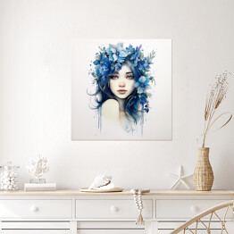 Plakat samoprzylepny Portret kobieta w kwiatach