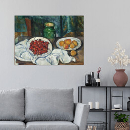 Plakat samoprzylepny Paul Cezanne "Martwa natura z wiśniami i brzoskwiniami" - reprodukcja