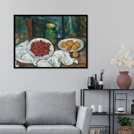 Plakat w ramie Paul Cezanne "Martwa natura z wiśniami i brzoskwiniami" - reprodukcja