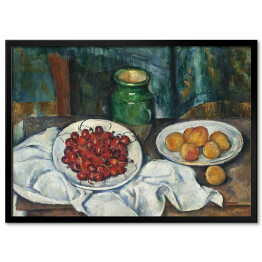 Plakat w ramie Paul Cezanne "Martwa natura z wiśniami i brzoskwiniami" - reprodukcja