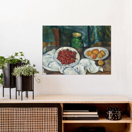 Plakat samoprzylepny Paul Cezanne "Martwa natura z wiśniami i brzoskwiniami" - reprodukcja
