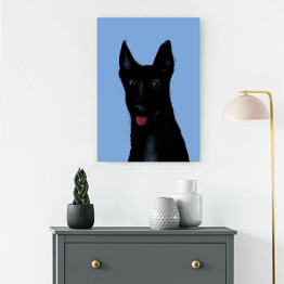 Obraz na płótnie Czarny pies na niebieskim tle