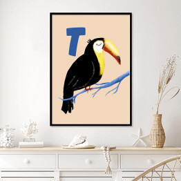Plakat w ramie Alfabet - T jak tukan