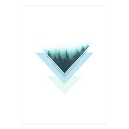 Plakat samoprzylepny Geometria i natura - zamglony las 