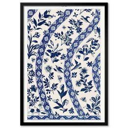 Obraz klasyczny Ornament kwiatowy niebiesko kremowy