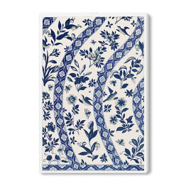 Obraz na płótnie Ornament kwiatowy niebiesko kremowy