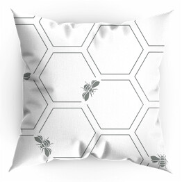 Poduszka Szare plastry miodu z pszczołą 