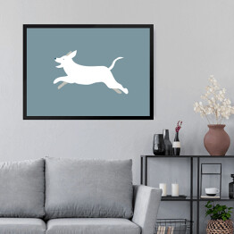 Obraz w ramie Pies w biegu - ilustracja