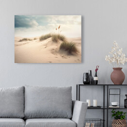 Obraz na płótnie Wydmy. Plaża i trawy pampasowe