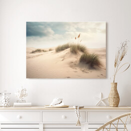 Obraz na płótnie Wydmy. Plaża i trawy pampasowe