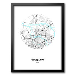 Obraz w ramie Mapa Wrocławia w kole