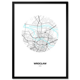 Plakat w ramie Mapa Wrocławia w kole