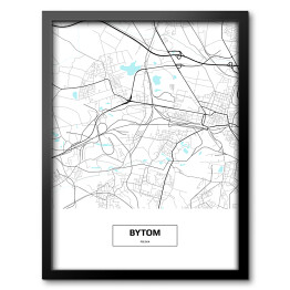 Obraz w ramie Mapa Bytomia z podpisem na białym tle