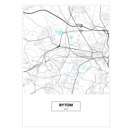 Plakat samoprzylepny Mapa Bytomia z podpisem na białym tle