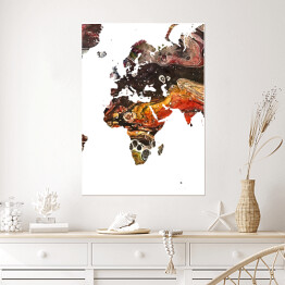 Plakat Kolorowa mapa świata z motywem abstrakcyjnym