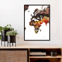 Plakat w ramie Kolorowa mapa świata z motywem abstrakcyjnym