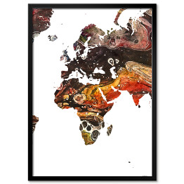 Plakat w ramie Kolorowa mapa świata z motywem abstrakcyjnym