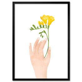 Plakat w ramie Dłoń i kwiat polny
