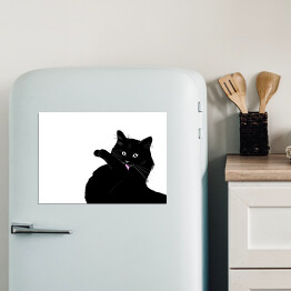 Magnes dekoracyjny Czarny kot myjący łapkę