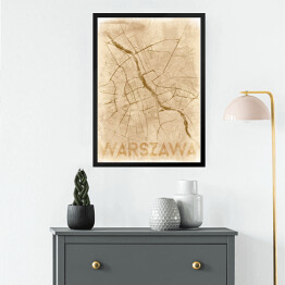 Obraz w ramie Mapa Warszawy retro