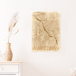 Plakat samoprzylepny Mapa Warszawy retro