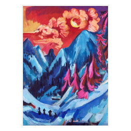 Plakat Zimowy krajobraz w świetle księżyca E. L. Kirchner Reprodukcja obrazu