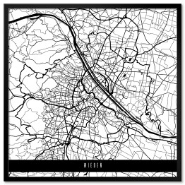 Plakat w ramie Mapa miast świata - Wiedeń - biała