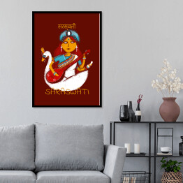 Plakat w ramie Saraswati - mitologia hinduska