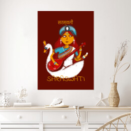 Plakat samoprzylepny Saraswati - mitologia hinduska