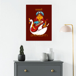 Plakat Saraswati - mitologia hinduska