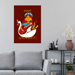 Plakat samoprzylepny Saraswati - mitologia hinduska
