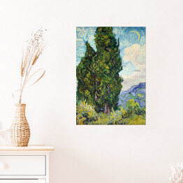 Plakat samoprzylepny Vincent van Gogh Cyprysy. Reprodukcja
