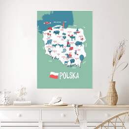 Plakat Mapa Polski - ilustracja
