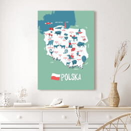 Obraz na płótnie Mapa Polski - ilustracja