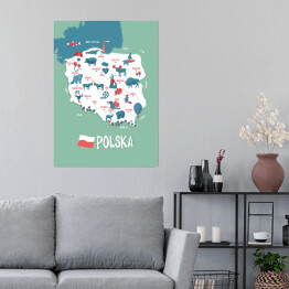 Plakat Mapa Polski - ilustracja