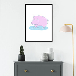 Plakat w ramie Alfabet - H jak hipopotam