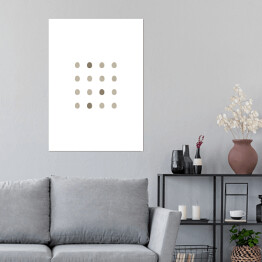 Plakat samoprzylepny Kropki - szara i beżowa abstrakcja na białym tle