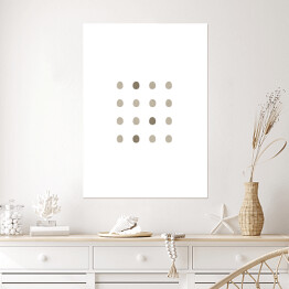 Plakat samoprzylepny Kropki - szara i beżowa abstrakcja na białym tle